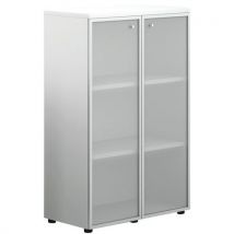 Rangement Portes Vitrées Naxos Ht 134 Cm Corps Blanc/ Top Bl