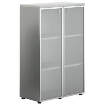 Rangement Portes Vitrées Naxos Ht 134 Cm Corps Alu/ Top Gris