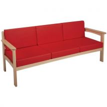 Canapé 3 Places Autize Structure Naturel Pvc Rouge