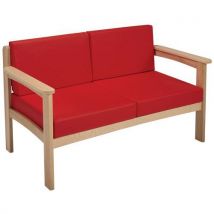 Manutan Expert - Canapé 2 places Autize Rouge Hêtre PVC M1 - 126x64x78 cm - Livré monté