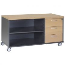 Console Mobile Caisson 3 T L120xp60 Cm Hêtre/anthracite