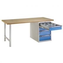 Etabli Standard 150x70x84 Cm 4 Tiroirs 7035 Gris/5012 Bleu