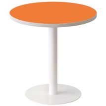 Meet By Paperflow - Guéridon Easy Office Ø 60 cm - Plateau Orange - Pied Métal Blanc - Design et Éco-responsable