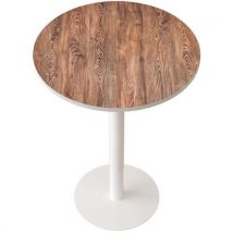 Guéridon Easy Office Haut Pied Métal Plateau Décor Bois
