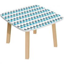 Table Basse Woody 60 X 60 Cm Plateau Décor Bleu