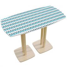 Table Réunion Haute Woody 6 Personnes Décor Bleu