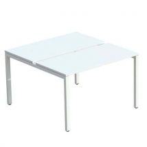 Bureau Bench Easy Office 2 Places (2x80)x160 Cm Plateau Blanc