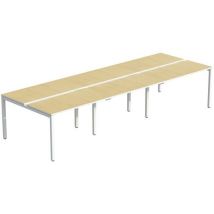 Meet By Paperflow - Bureau Bench Easy Office 6 places - 360x126x75 cm Plateau Hêtre - Éco-responsable