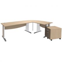 Pack Quatuor Pied L Bois 160+ret.80+angle+caiss 2t Chêne/blanc