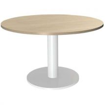 Table Réunion Steel Ø 120 Pied Tulipe Chêne Clair/blanc