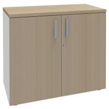Armoire Steel 2 Ptes Batt. 80x75 1 Tabl.bois Chêne Clair/blanc