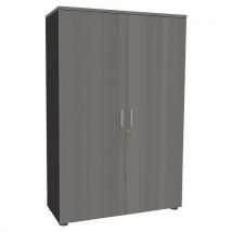 Armoire Steel 2 Ptes Batt. 120x180 4 Tabl.métal Chêne Gris/carbone