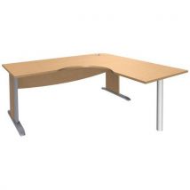 Bureau Symétrique Pied L Bois+vdf 160 Hêtre/aluminium