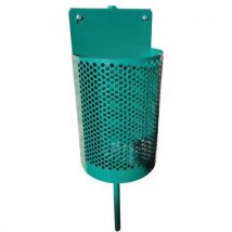 Poubelle D'extérieur Avec Potelet 1/2 Ronde Métal 45 Litres - Vert 6005