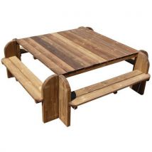 Table-bancs Carrée Elite Teinté Marron