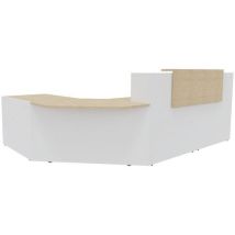 Buronomic - Banque d'accueil Filia+ angle PMR droite Blanc/Chêne - 300x200x114 cm - Éco-responsable