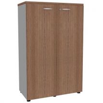 Armoire Portes Battantes L 86/h 131 Cms Noyer/alu