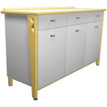 Buffet Iriss 3 Portes 3 Tiroirs Gris Perle/hêtre Verni Nat