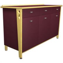 Buffet Iriss 3 Portes 3 Tiroirs Bordeaux/hêtre Verni Naturel