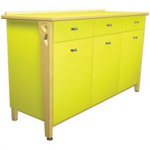 Buffet Iriss 3 portes 3 tiroirs Vert Pomme/Hêtre - 171x90x55 cm - Éco-responsable - Mobilier de restauration