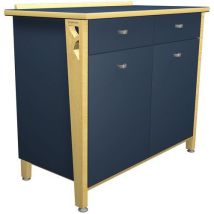 Buffet Iriss 2 Portes 2 Tiroirs Bleu Cosmiq/hêtre Verni Nat