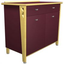 Buffet Iriss 2 Portes 2 Tiroirs Bordeaux/hêtre Verni Naturel