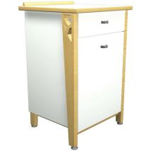 Buffet Iriss 1 porte 1 tiroir Blanc/Hêtre - 61x55x90cm - Éco-responsable - Mobilier Restauration