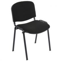 GMCE - Lot de 5 Chaises Prismo Noir - Empilable - Assise Tissu Confortable - 4 Pieds Métal - Idéal Bureau