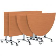 Pack Axe 2 Tables 160x80 + 2 Demi-lunes 160x80 Merisier/alu