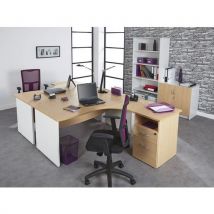Bureau Asymétrique Mercure Pieds Panneaux Retour Droite 160 Hêtre/alu