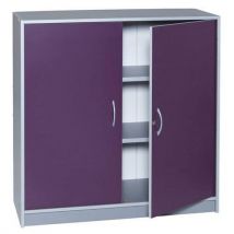 Armoire Bureau H 105cm Corps Coloris Alu Portes Coloris Prune