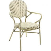 Chaise De Bistrot Tango En Rotin - Bambou-blanc/noir