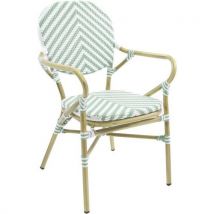 Chaise De Bistrot Tango En Rotin - Bambou-blanc/vert Pastel