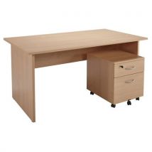 Pack Bureau Alpha Pieds Pann.140x80 + Caisson Mob.2 Tiroirs