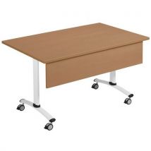 Table Pliante Axe Rectangle + Vdf 140x80 Cm Hêtre/blanc