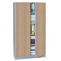 Armoire Bureau H 185cm Corps Coloris Alu Portes Coloris Hêtre