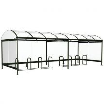 Abri Plus - Abri Vélo/Moto Combrailles Vitré 3 Côtés - 8,12x2,43m Anthracite - 10 Ans Garantie - Polycarbonate