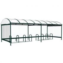 Abri Plus - Abri vélos Combrailles vitré 3 côtés - 8,12x2,43m Vert - Polycarbonate - 10 ans garantie