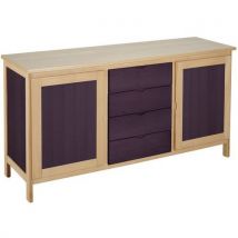 Buffet Parady 2 Pte 4 Tiroirs Coloris Naturel / Prune