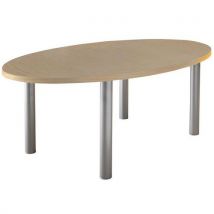 Table Conseil Ovale 200x120 Chêne 4 Pieds 9006 Gris Alu