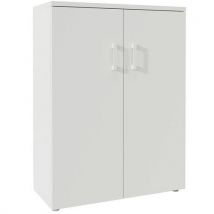 Clen - Armoire de bureau 133x100x45 cm 3 tablettes Blanc - Métal et Mélaminé - Éco-responsable