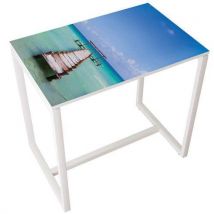Table Réunion Haute Easy Office 4 Pers. Plateau Décor Ponton