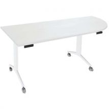 Table Abattante Avel 200x80 Angle À Droite Perle/pied Blanc