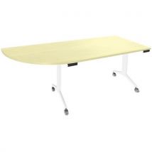Table Abattante Avel 200x80 Angle À Gauche Hêtre/pied Blanc