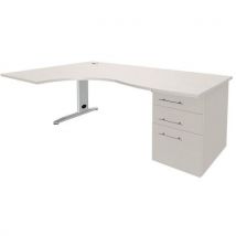 Bureau Asymétrique180 Retour À Gauche+cais.por Blanc/alu
