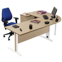 Pack Bureau 160+angle+ Retour 80+caisson 2 T Blanc/alu