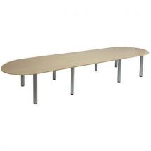 Table Conseil Ovale 420x120 Chêne 8 Pieds 9006 Gris Alu