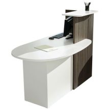 Artarredi - Banque d'accueil Bancano Noyer/Blanc - Caisson à gauche - Ergonomique et Éco-responsable