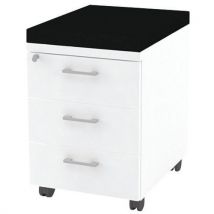 Caisson Mobile 3 Tiroirs Blanc + Coussin M1 Noir B01/28