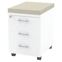 Caisson Mobile 3 Tiroirs Blanc + Coussin M1 Beige B01/9